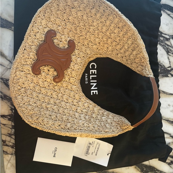 Celine brand new raffia and calfskin hobo bag - Picture 5 of 8